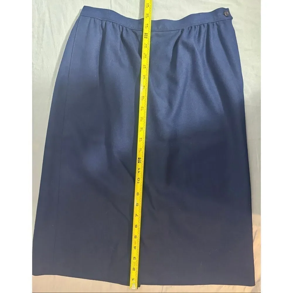 Vintage Pendleton Skirt Womens Size 12 Blue High Rise Straight Granny